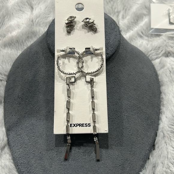 Express Jewelry - express set of 3 silver tone earrings